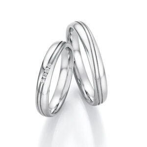 Alianzas de boda de acero con diamante