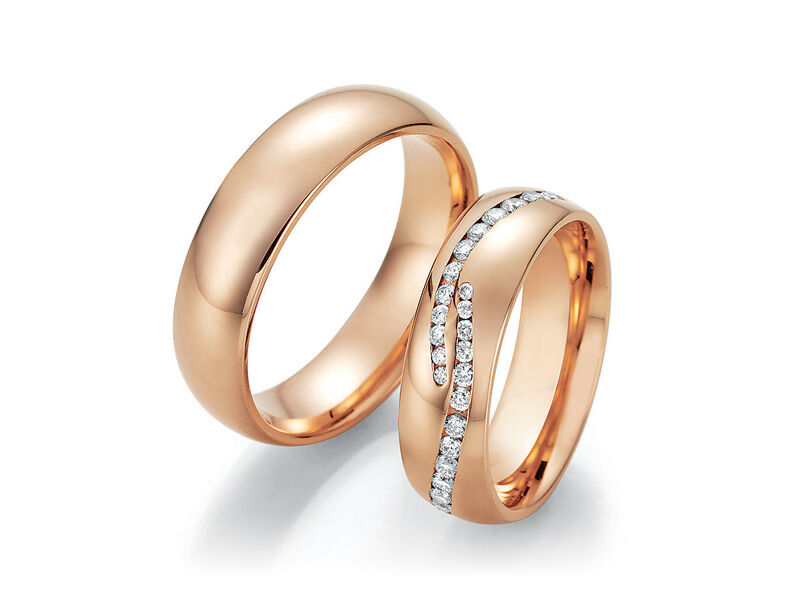 Alianzas de boda de oro rosa con diamantes